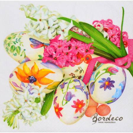 Serwetka decoupage seria DAISY pisanki i hiacynty 33x33cm